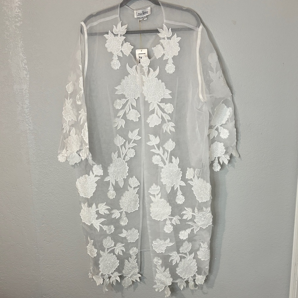 Lisa Rene NWT Lace Sheer Kimono Robe Vintage 24W
